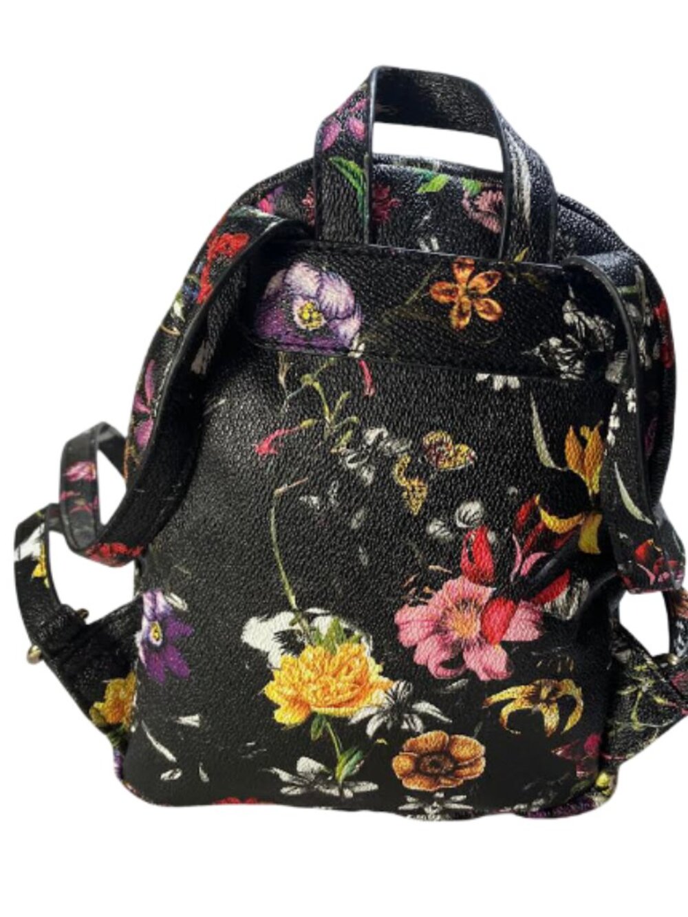 Unbranded Floral-Themed Backpack Two Compartments Matching Key Ring Like New - Picture 7 of 15